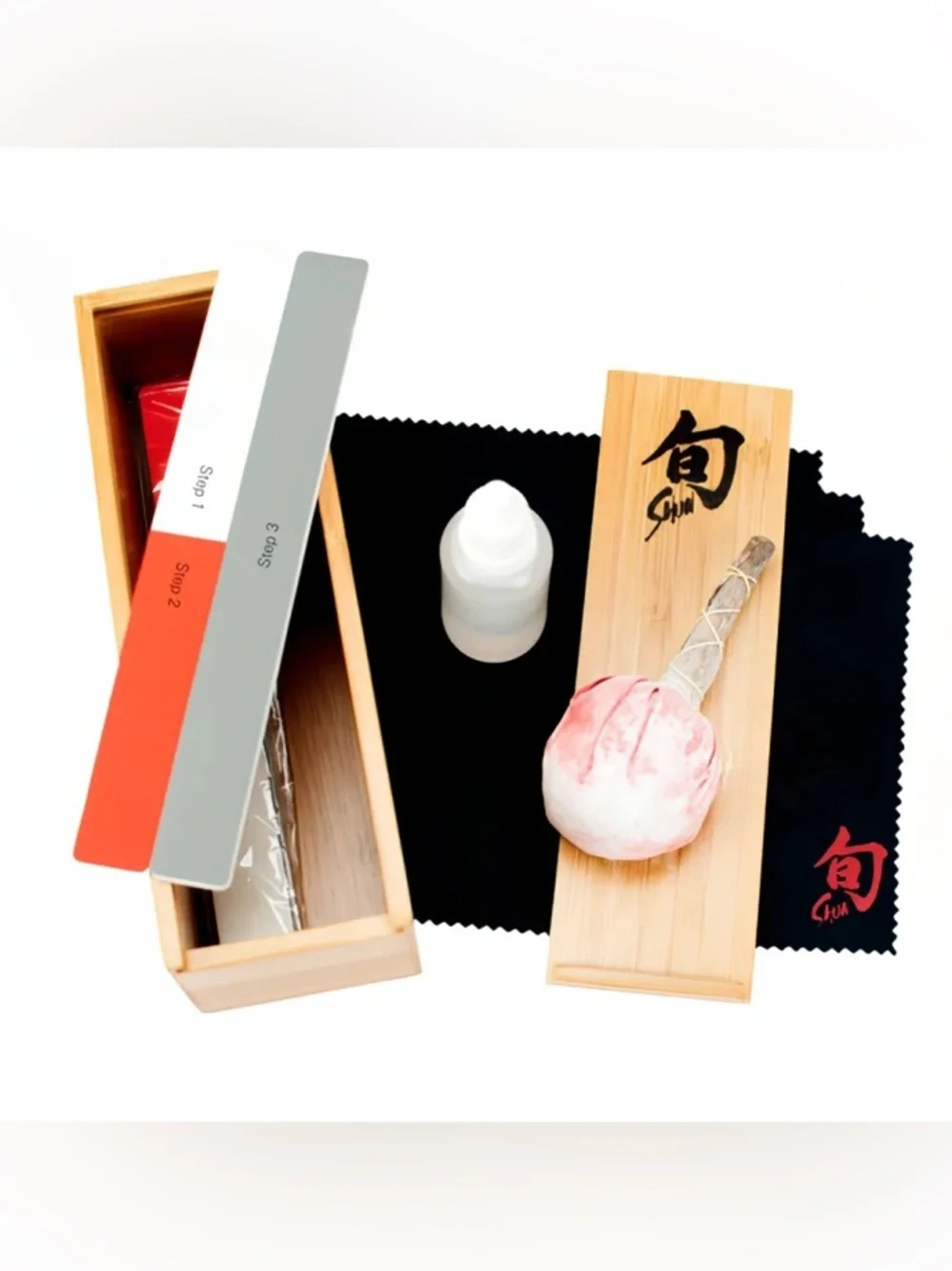 SHUN Knife Care Kit in Bamboo Wooden Box - Maintenance, Remove Tarnish & Rust